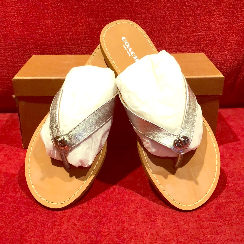 COACH Leather Flip Flop Sandals